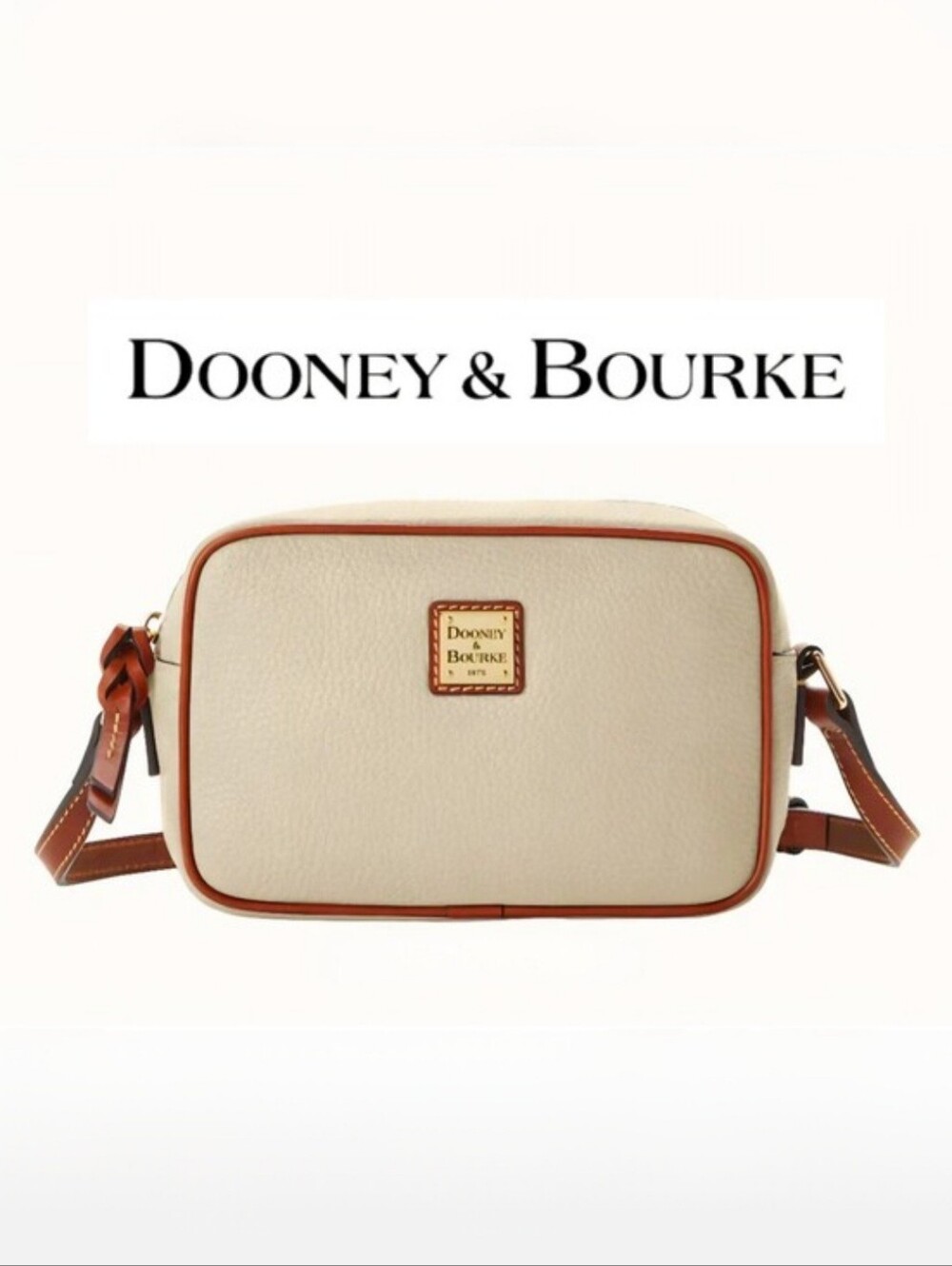 Dooney & Bourke Pebble Grain Leather Crossbody In Bone W/Gold Logo Plate, NEW!